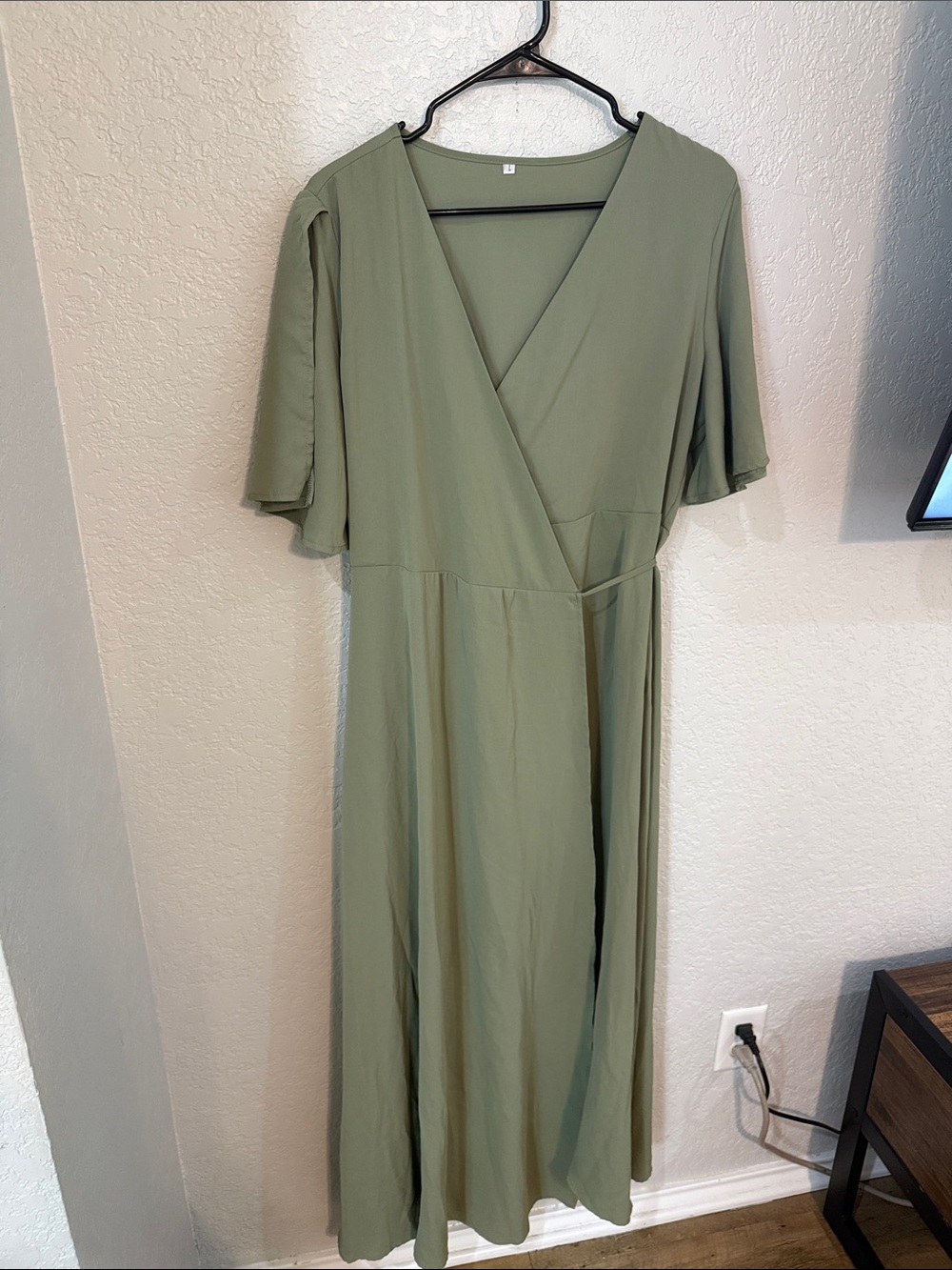 Amazon Olive Green Maxi Wrap Dress